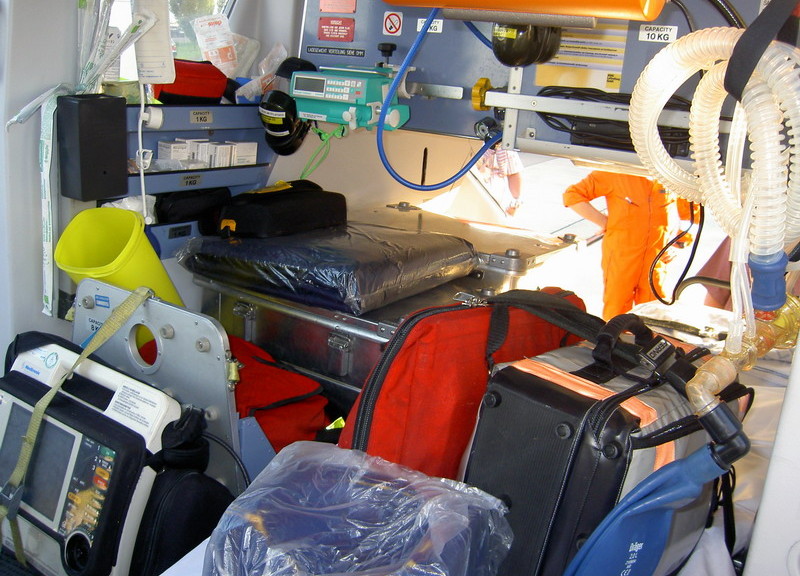 Airambulance cabin filled with Medical Equipment